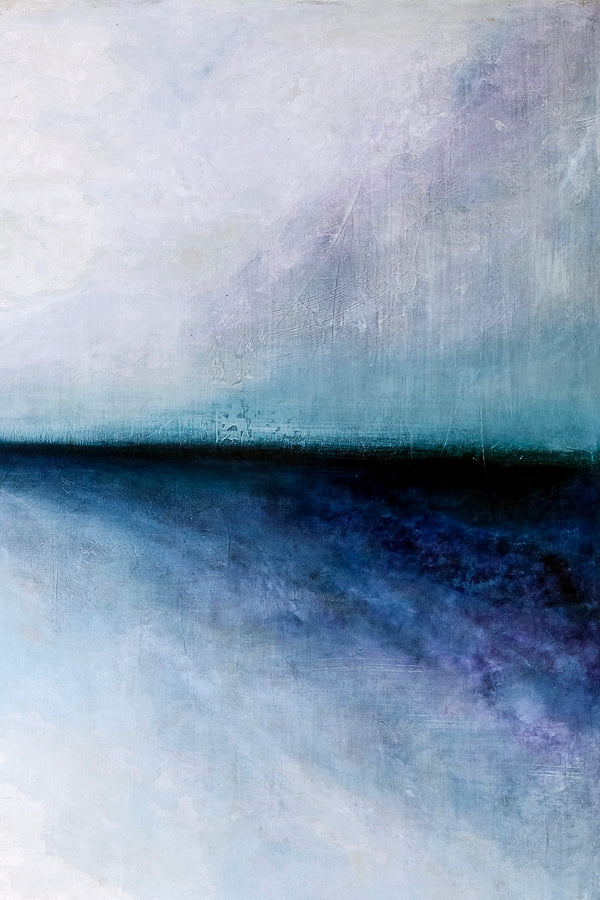 Evoke Serenity in Modern Minimalist Original Painting, Large Canvas Art Depicting Sky and Sea | Tranquil morning