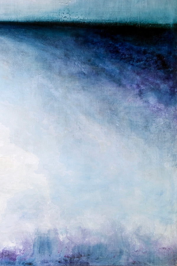 Evoke Serenity in Modern Minimalist Original Painting, Large Canvas Art Depicting Sky and Sea | Tranquil morning