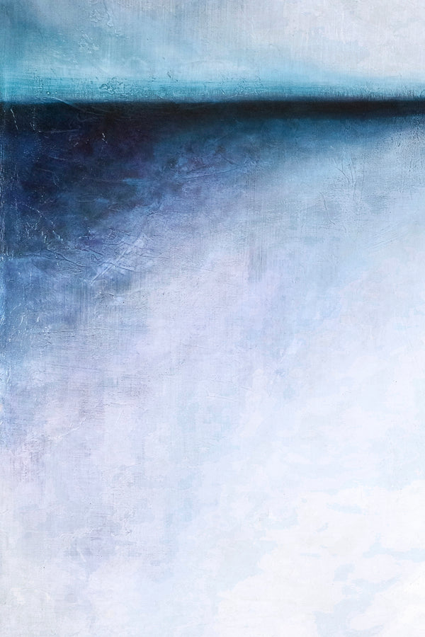 Evoke Serenity in Modern Minimalist Original Painting, Large Canvas Art Depicting Sky and Sea | Tranquil morning