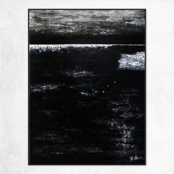 2 Set of Modern Expressionism Abstract Painting, Black & White Canvas Art in Minimalism | Black Abstract (2 Set)