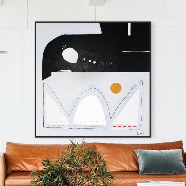 Large Minimalist Black & White Abstract Acrylic Painting, Original Modern Contemporary Canvas Wall Art | Traumerei