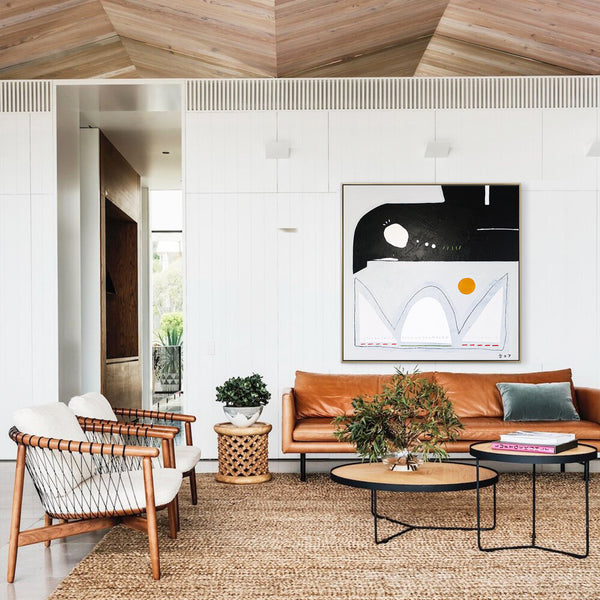 Large Minimalist Black & White Abstract Acrylic Painting, Original Modern Contemporary Canvas Wall Art | Traumerei