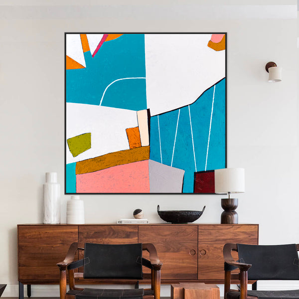 Colorful Large Original Abstract Painting in Acrylic, Playful and Bright Large Modern Canvas Wall Art | Ubalanse