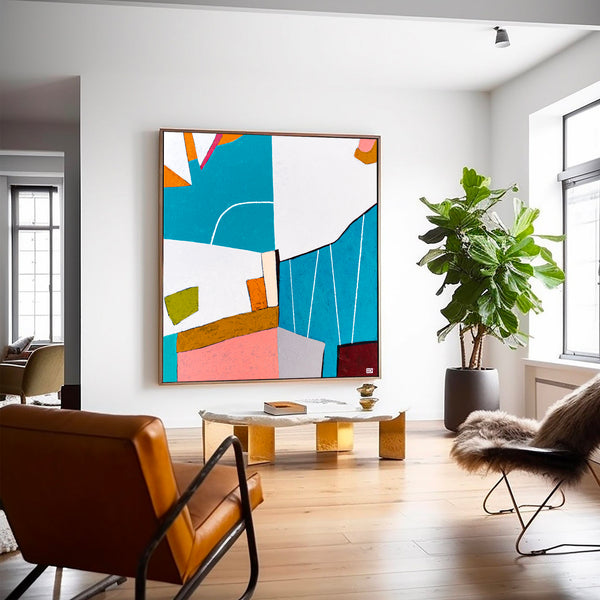 Colorful Large Original Abstract Painting in Acrylic, Playful and Bright Large Modern Canvas Wall Art | Ubalanse