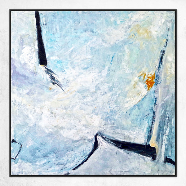 Modern Original Abstract Large Painting in Acrylic, Dark Blue & Black Expressionist Canvas Wall Art | Unspoken
