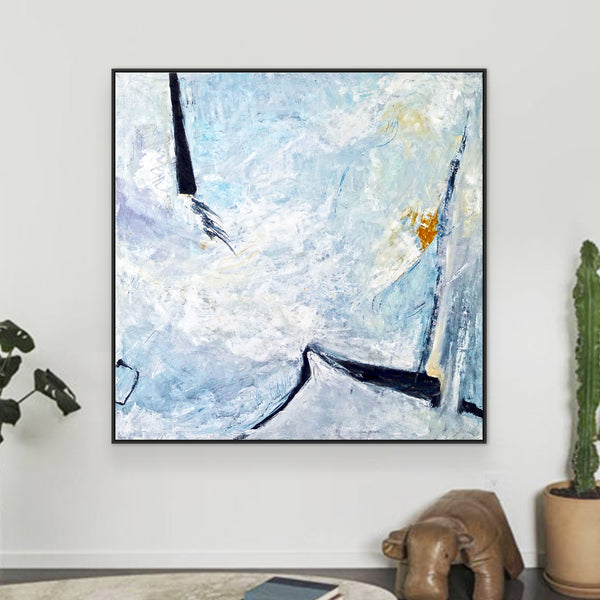 Modern Original Abstract Large Painting in Acrylic, Dark Blue & Black Expressionist Canvas Wall Art | Unspoken