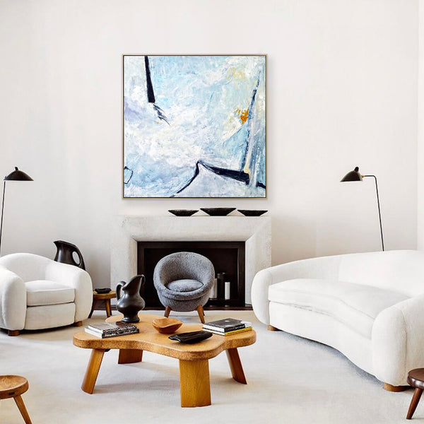 Modern Original Abstract Large Painting in Acrylic, Dark Blue & Black Expressionist Canvas Wall Art | Unspoken