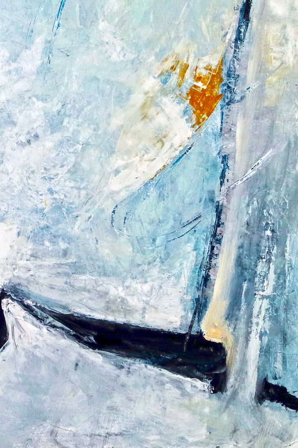 Modern Original Abstract Large Painting in Acrylic, Dark Blue & Black Expressionist Canvas Wall Art | Unspoken