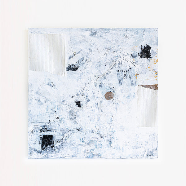 Journey to Truth in Black & White Original Abstract Painting, Modern Canvas Wall Art in Mixed Media Artwork | Verus (40"x40")