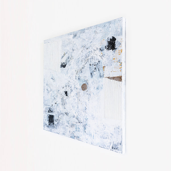 Journey to Truth in Black & White Original Abstract Painting, Modern Canvas Wall Art in Mixed Media Artwork | Verus (40"x40")