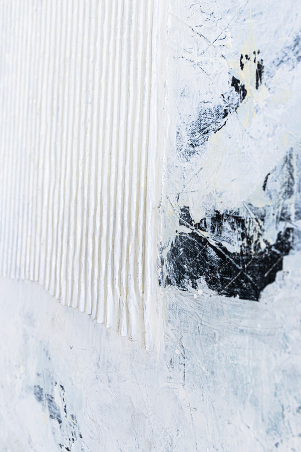 Journey to Truth in Black & White Original Abstract Painting, Modern Canvas Wall Art in Mixed Media Artwork | Verus (40"x40")