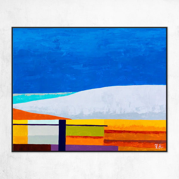 Blue Large and Unique Original Abstract Painting in Acrylic, Geometric Minimalist Modern Canvas Wall Art | Vibe