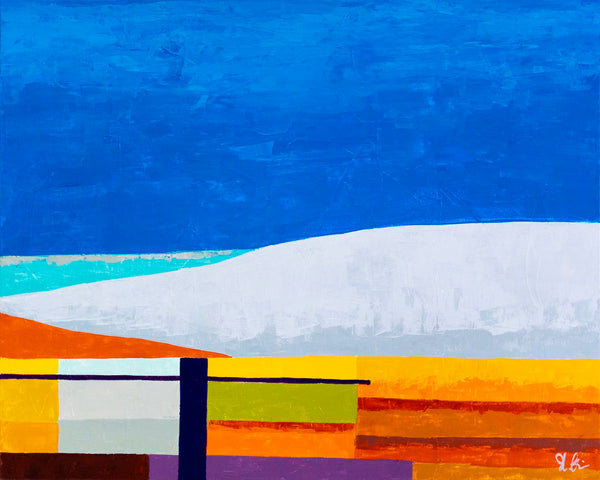 Blue Large and Unique Original Abstract Painting in Acrylic, Geometric Minimalist Modern Canvas Wall Art | Vibe