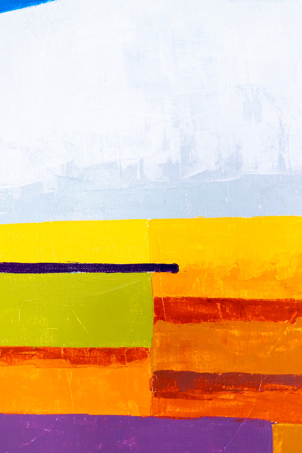 Blue Large and Unique Original Abstract Painting in Acrylic, Geometric Minimalist Modern Canvas Wall Art | Vibe