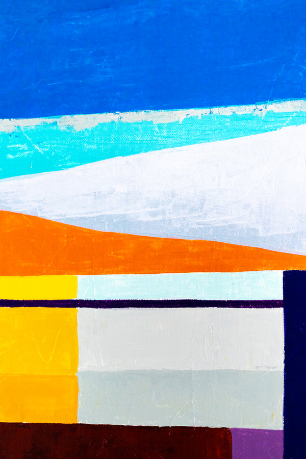 Blue Large and Unique Original Abstract Painting in Acrylic, Geometric Minimalist Modern Canvas Wall Art | Vibe