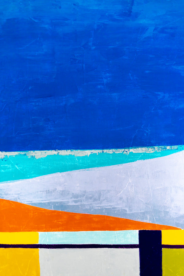 Blue Large and Unique Original Abstract Painting in Acrylic, Geometric Minimalist Modern Canvas Wall Art | Vibe