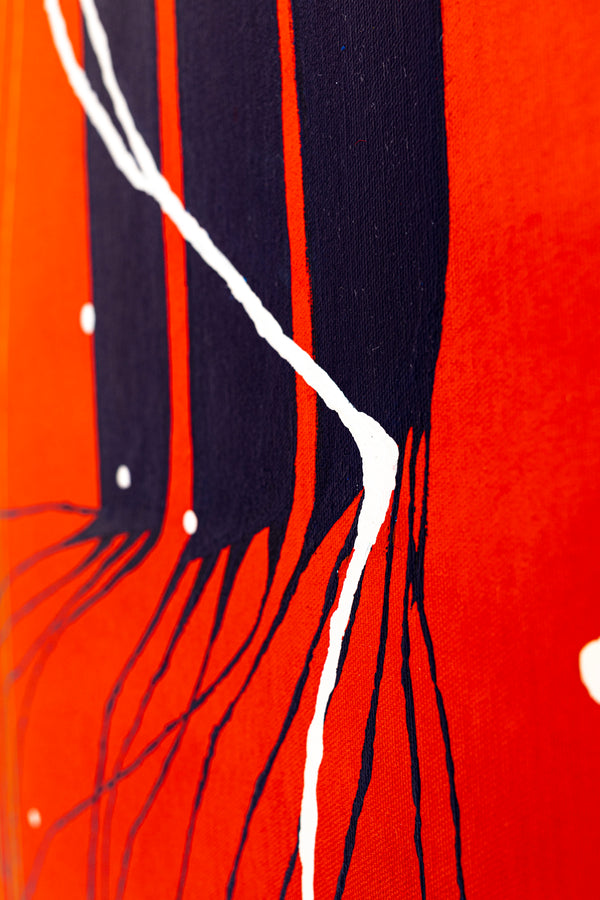 Harmony of Minimalism and Textures in Abstract Original Painting, Canvas Wall Art with Red Oil and Acrylic | Viento (40"x40")