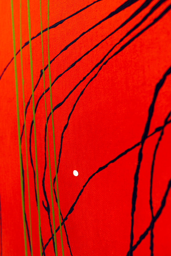 Harmony of Minimalism and Textures in Abstract Original Painting, Canvas Wall Art with Red Oil and Acrylic | Viento (40"x40")