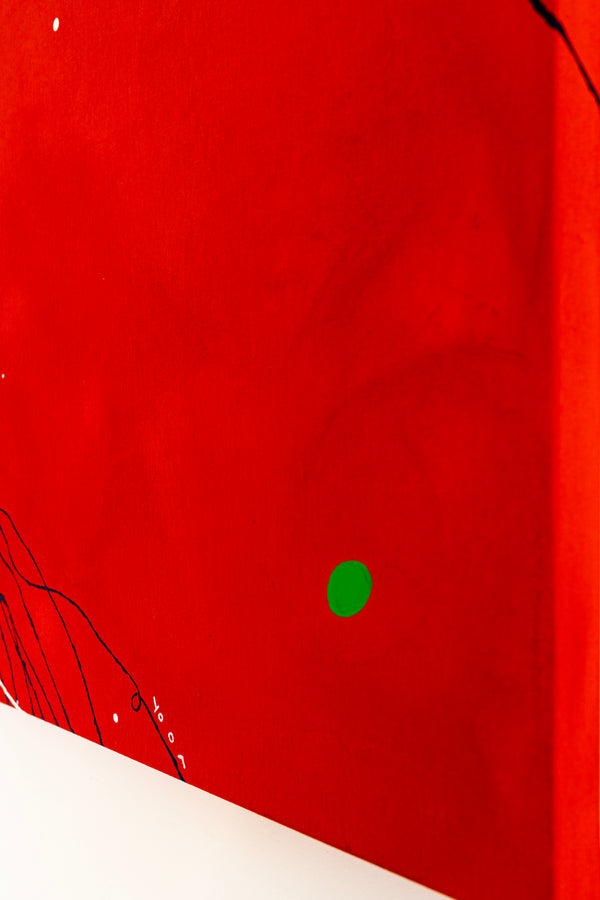 Harmony of Minimalism and Textures in Abstract Original Painting, Canvas Wall Art with Red Oil and Acrylic | Viento (40"x40")