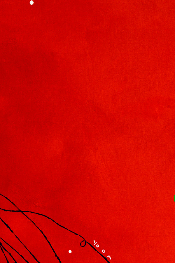 Harmony of Minimalism and Textures in Abstract Original Painting, Canvas Wall Art with Red Oil and Acrylic | Viento (40"x40")