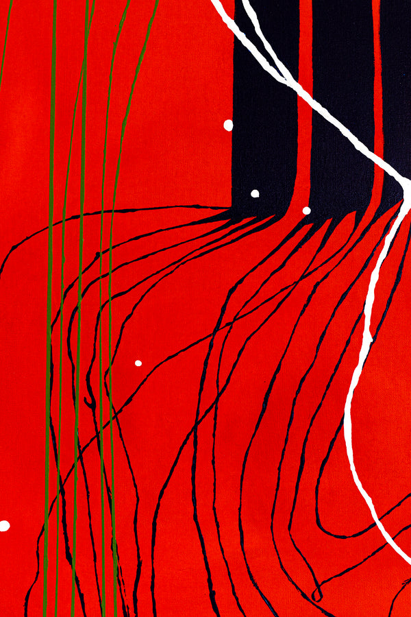 Harmony of Minimalism and Textures in Abstract Original Painting, Canvas Wall Art with Red Oil and Acrylic | Viento (40"x40")
