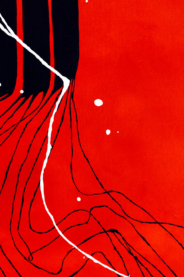 Harmony of Minimalism and Textures in Abstract Original Painting, Canvas Wall Art with Red Oil and Acrylic | Viento (40"x40")