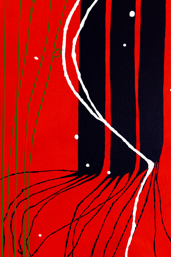 Harmony of Minimalism and Textures in Abstract Original Painting, Canvas Wall Art with Red Oil and Acrylic | Viento (40"x40")