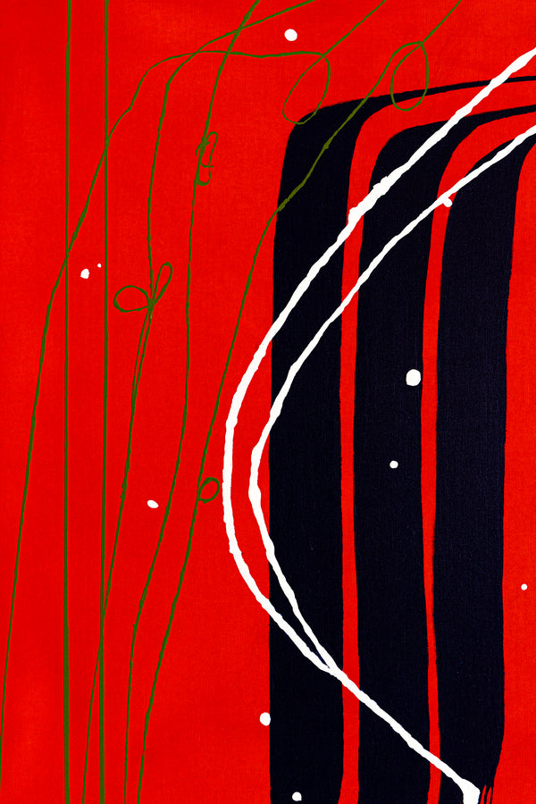 Harmony of Minimalism and Textures in Abstract Original Painting, Canvas Wall Art with Red Oil and Acrylic | Viento (40"x40")