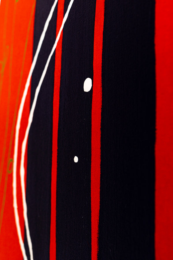 Harmony of Minimalism and Textures in Abstract Original Painting, Canvas Wall Art with Red Oil and Acrylic | Viento (40"x40")