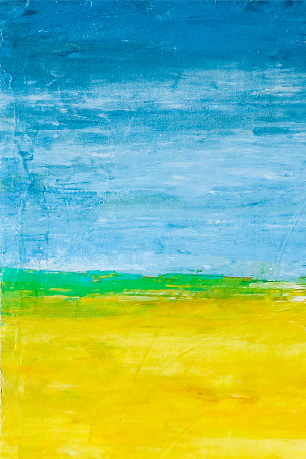 Landscape Original Fine Art Painting Reflecting Warm Memories of a Radiant Expanse, Canvas Wall Art | Yellow Field