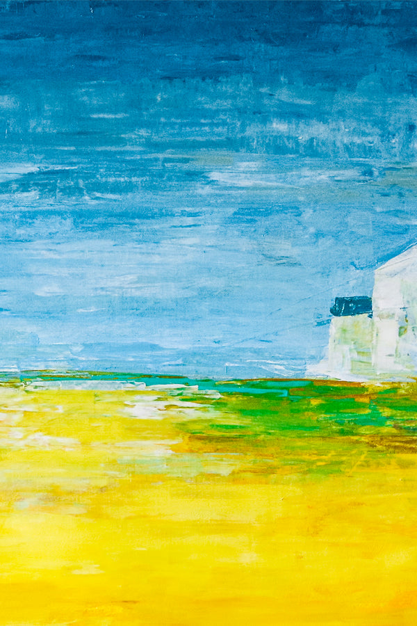 Landscape Original Fine Art Painting Reflecting Warm Memories of a Radiant Expanse, Canvas Wall Art | Yellow Field