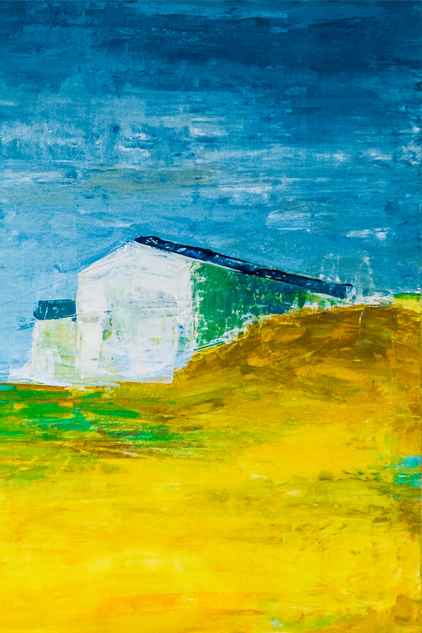 Landscape Original Fine Art Painting Reflecting Warm Memories of a Radiant Expanse, Canvas Wall Art | Yellow Field