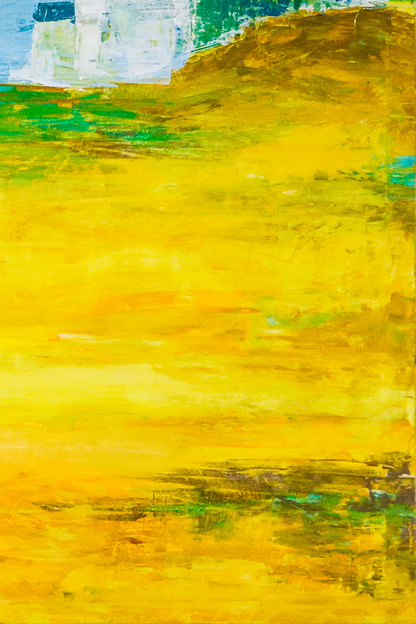 Landscape Original Fine Art Painting Reflecting Warm Memories of a Radiant Expanse, Canvas Wall Art | Yellow Field