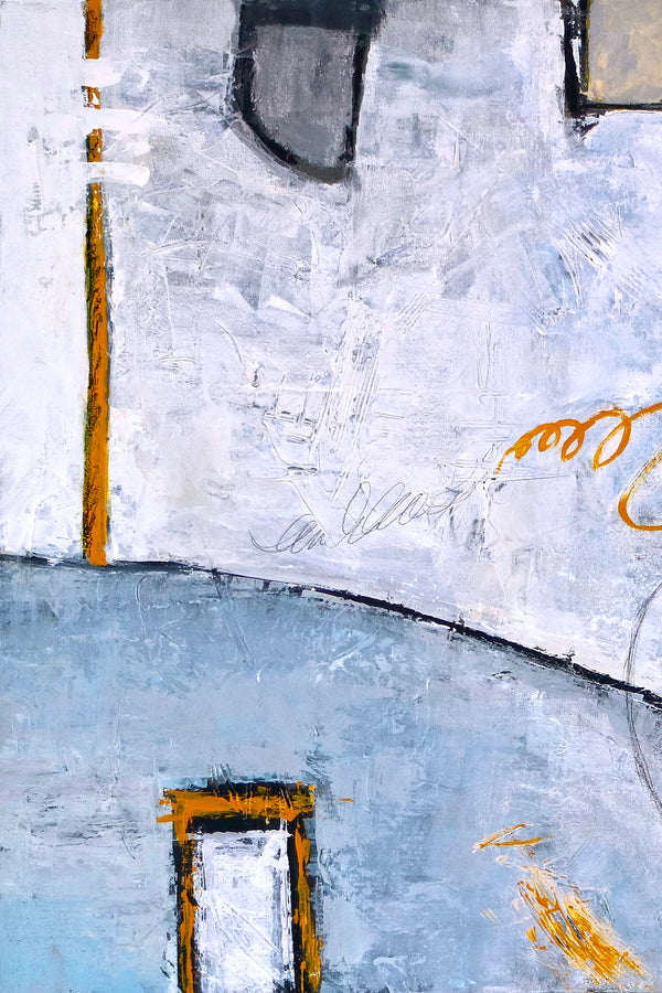 Surrealist Landscape Original Abstract Painting in Acrylic, Modern Large Artistry Wall Art | Yellow telephone booth