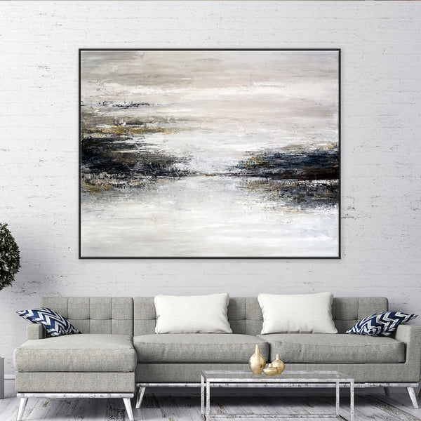 Tranquil Abstract Original Painting in Acrylic, Large Modern Canvas Wall Art Invoking Mysterious Atmosphere | Yet