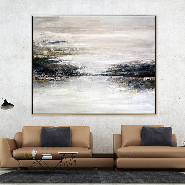 Tranquil Abstract Original Painting in Acrylic, Large Modern Canvas Wall Art Invoking Mysterious Atmosphere | Yet