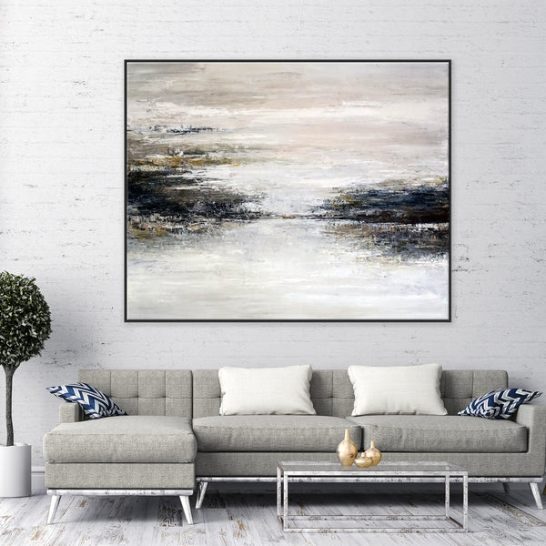 Tranquil Abstract Original Painting in Acrylic, Large Modern Canvas Wall Art Invoking Mysterious Atmosphere | Yet