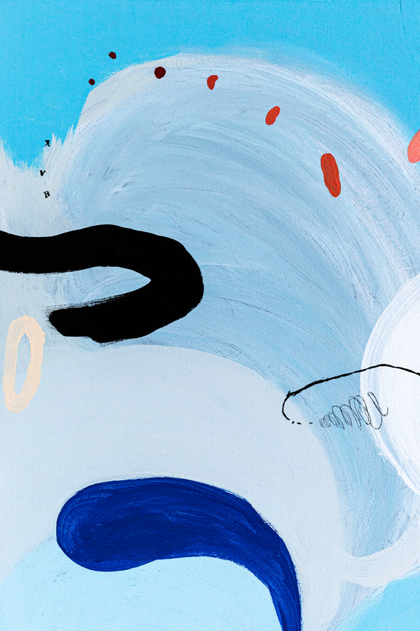 Large Original Abstract Playful Painting Sky Blue Modern Canvas Wall Art | Yoso (44"x44")