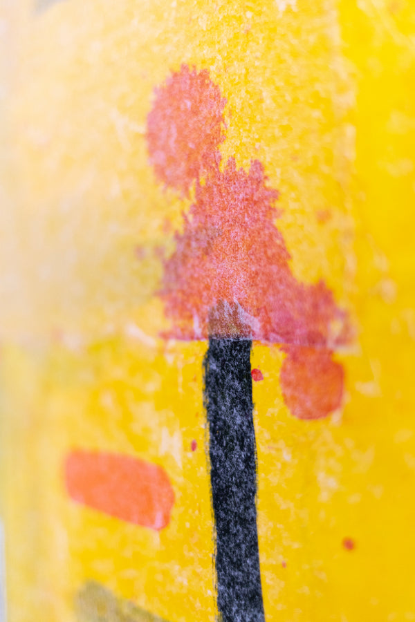 Original Abstract Yellow Painting Unique Mixed Media Modern Canvas Wall Art | giho-y (24"x24")