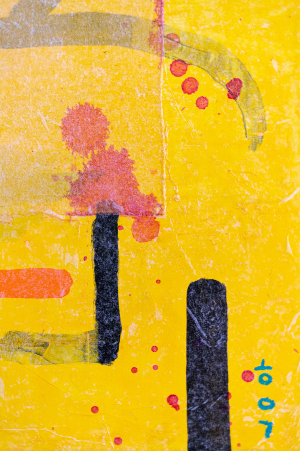 Original Abstract Yellow Painting Unique Mixed Media Modern Canvas Wall Art | giho-y (24"x24")