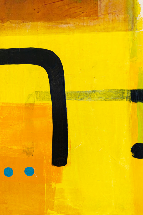 Original Abstract Yellow Painting Unique Mixed Media Modern Canvas Wall Art | giho-y (24"x24")