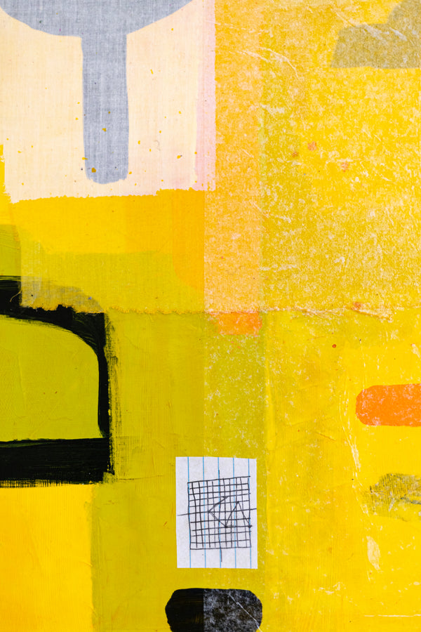 Original Abstract Yellow Painting Unique Mixed Media Modern Canvas Wall Art | giho-y (24"x24")