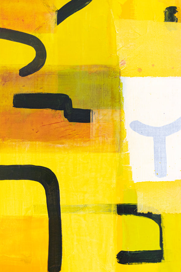 Original Abstract Yellow Painting Unique Mixed Media Modern Canvas Wall Art | giho-y (24"x24")