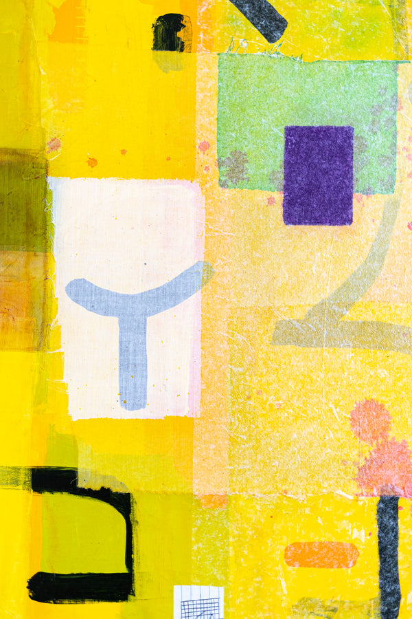 Original Abstract Yellow Painting Unique Mixed Media Modern Canvas Wall Art | giho-y (24"x24")