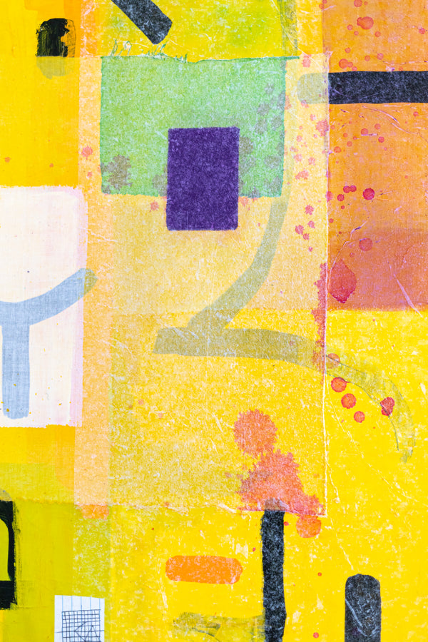 Original Abstract Yellow Painting Unique Mixed Media Modern Canvas Wall Art | giho-y (24"x24")