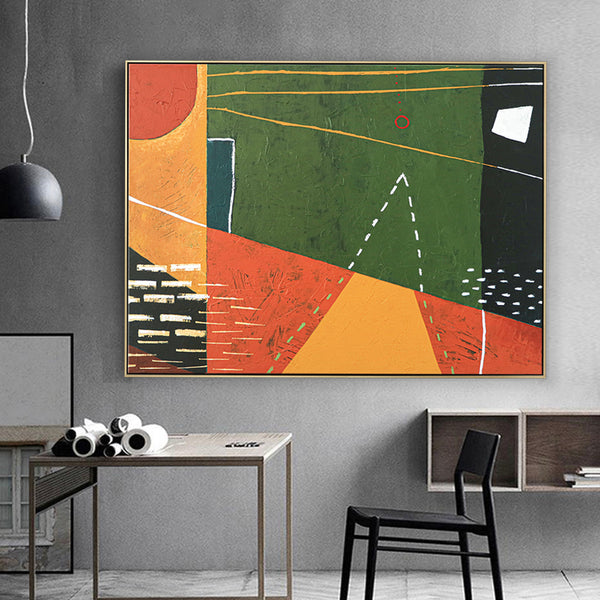 Emotional Anticipation Abstract Painting Original, Godot in Modern Geometric Large Canvas Wall Art | A Godot