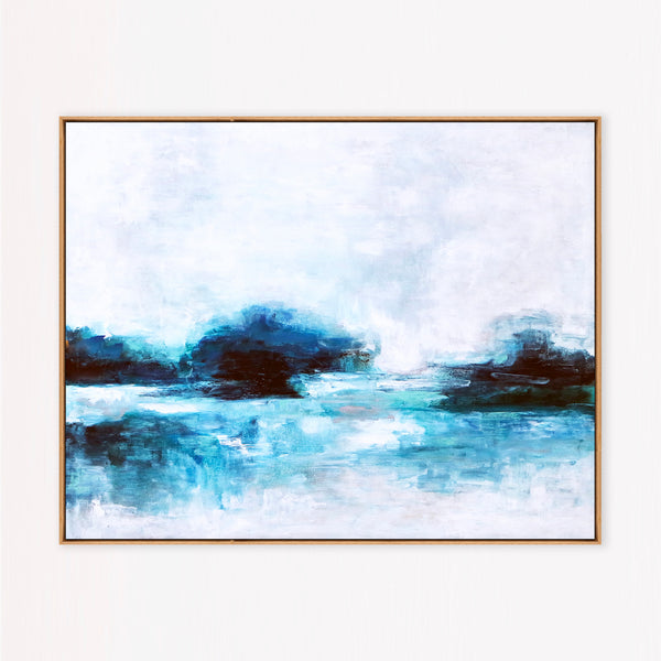 Abstract Painting – Original Wall Art – Large Oil & Acrylic Painting on Canvas – Modern Minimalist Contemporary Canvas Art – “A Lake”