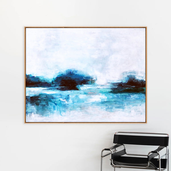 Abstract Painting – Original Wall Art – Large Oil & Acrylic Painting on Canvas – Modern Minimalist Contemporary Canvas Art – “A Lake”