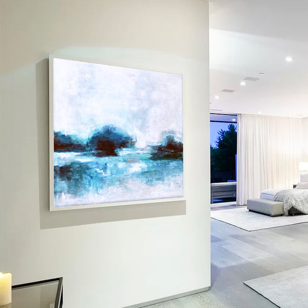 Abstract Painting – Original Wall Art – Large Oil & Acrylic Painting on Canvas – Modern Minimalist Contemporary Canvas Art – “A Lake”