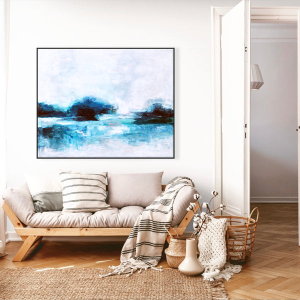 Abstract Painting – Original Wall Art – Large Oil & Acrylic Painting on Canvas – Modern Minimalist Contemporary Canvas Art – “A Lake”